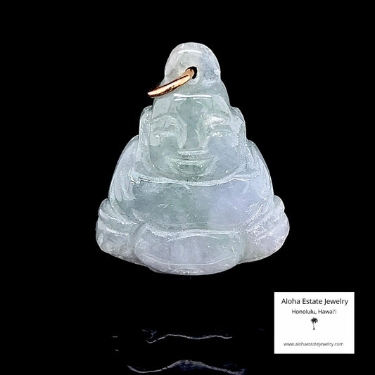 Small Jadeite Pendant of Smiling Buddha with 14k Jump-Ring