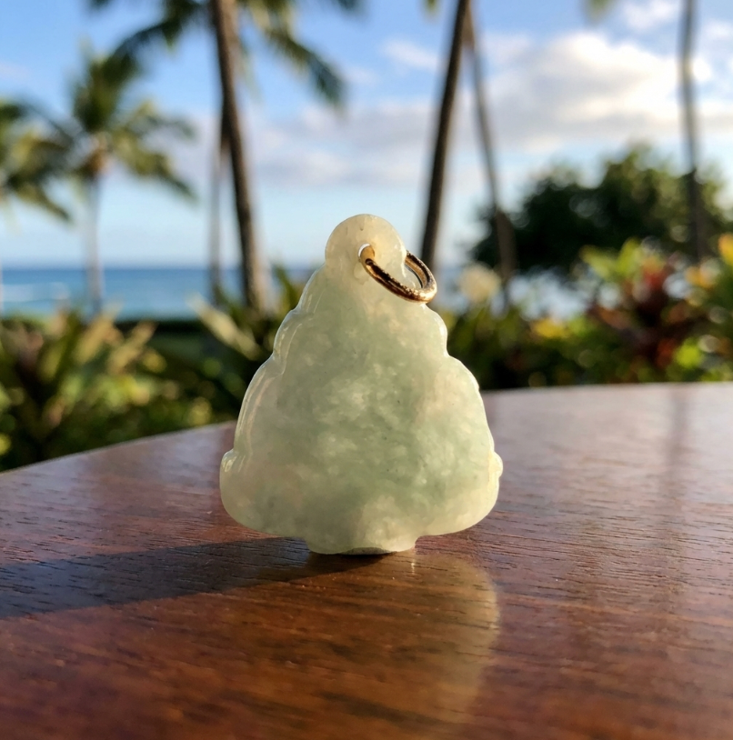 Smaller Jadeite Pendant of Smiling Buddha