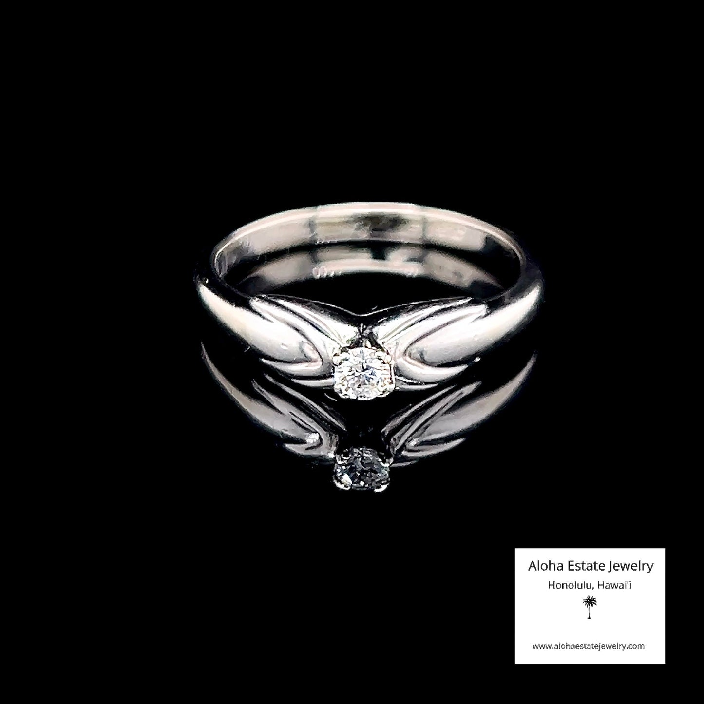 Petite Estate Diamond Ring in 14K White Gold