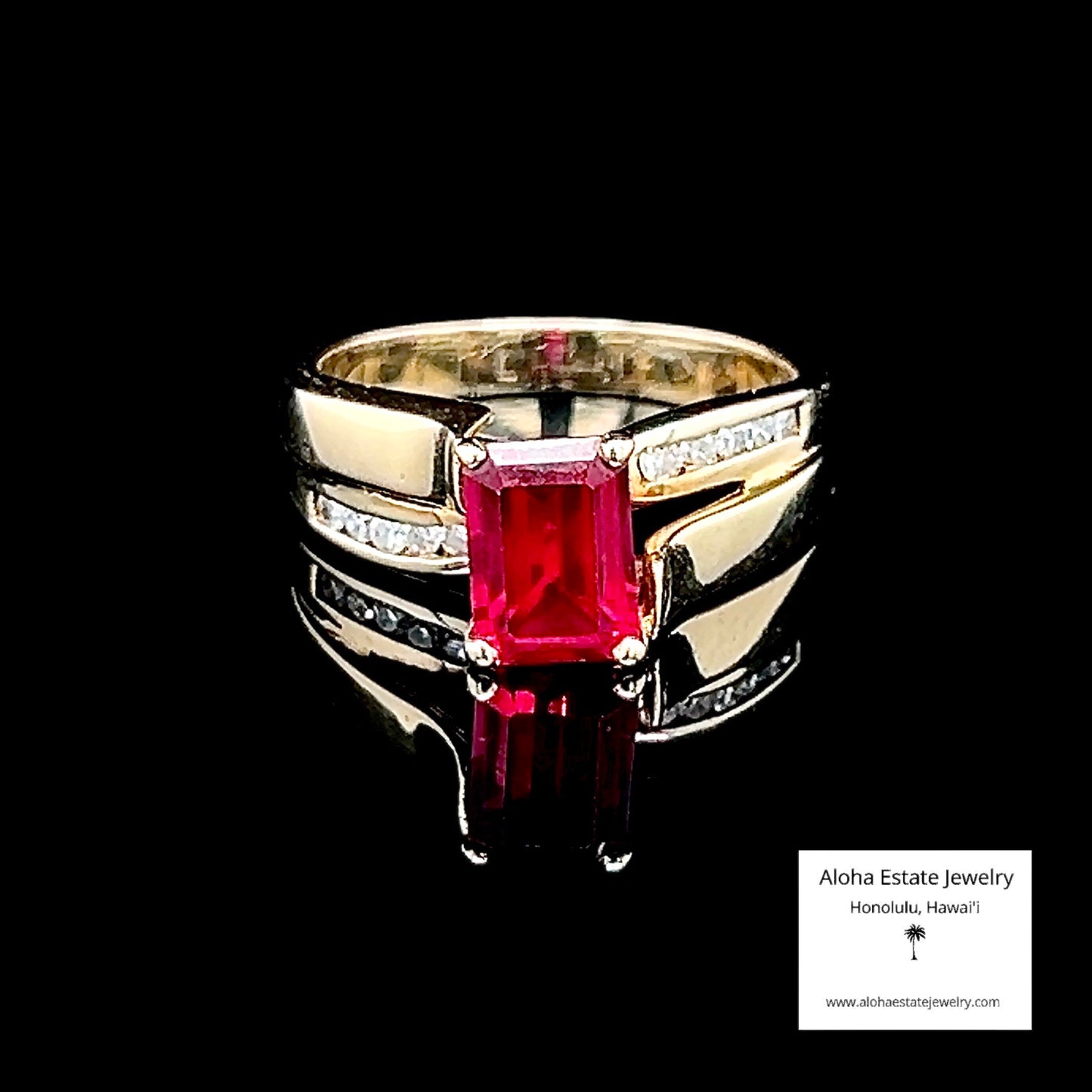 Gorgeous Vintage 10K Ruby & Diamonds Ring