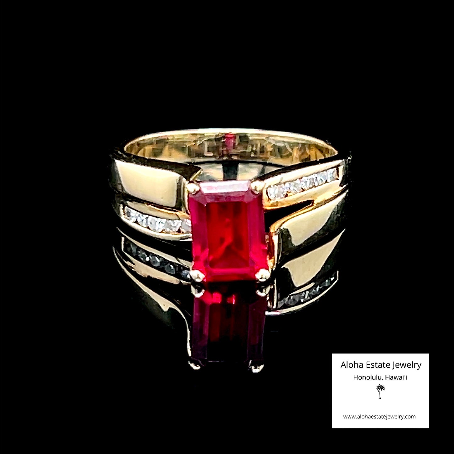 Gorgeous Vintage 10K Ruby & Diamonds Ring