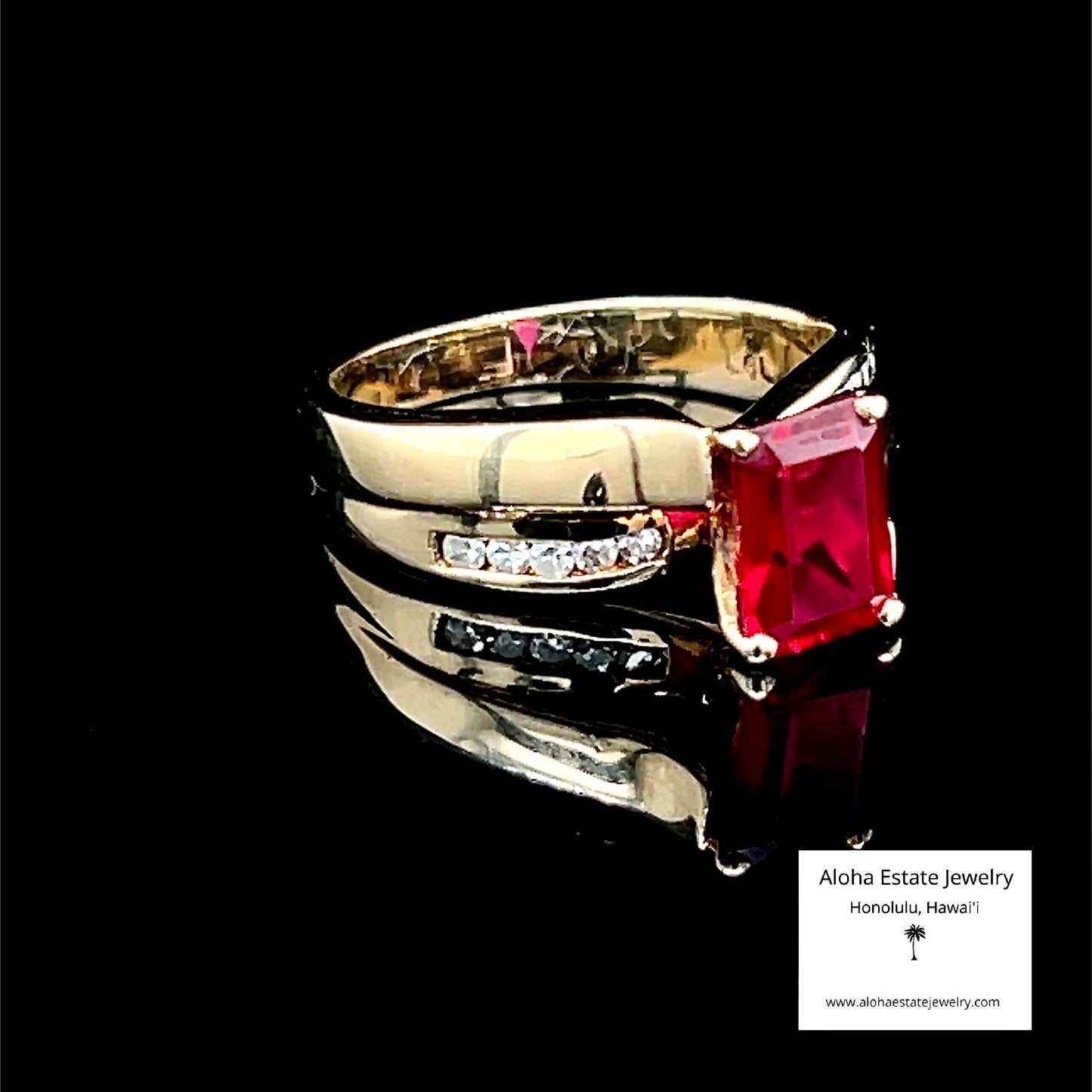 Gorgeous Vintage 10K Ruby & Diamonds Ring