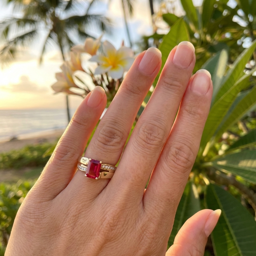 Gorgeous Vintage 10K Ruby & Diamonds Ring