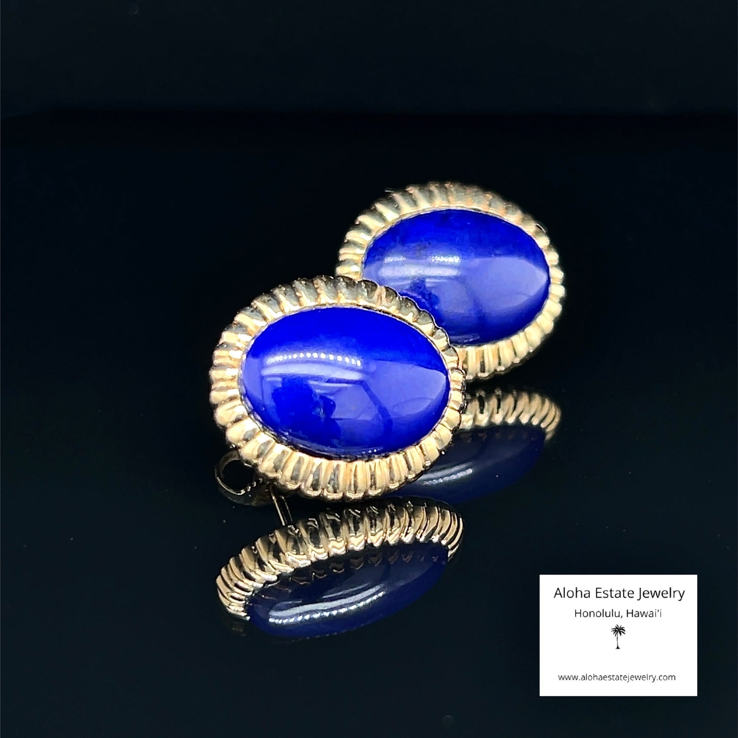 Estate 14K and Lapis Lazuli Earrings