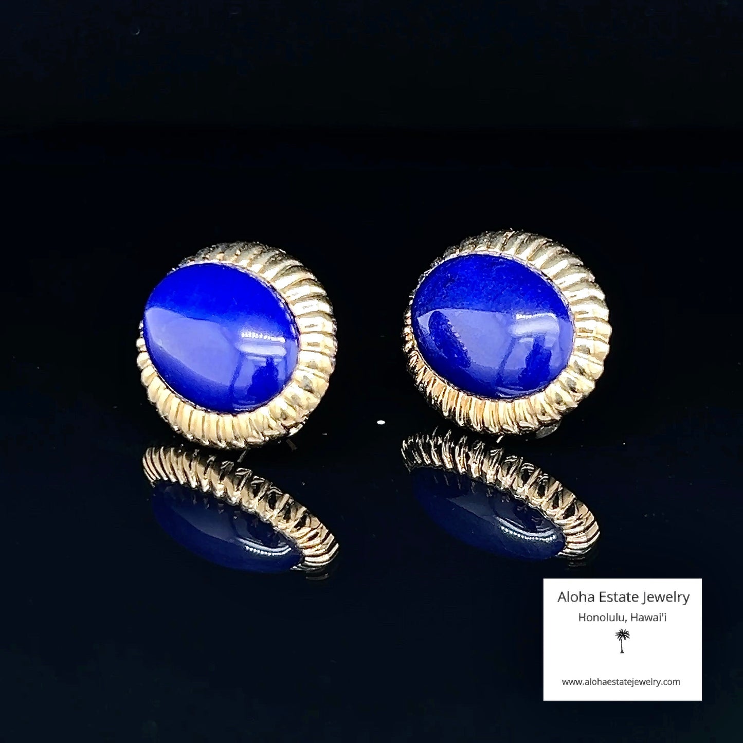 Estate 14K and Lapis Lazuli Earrings