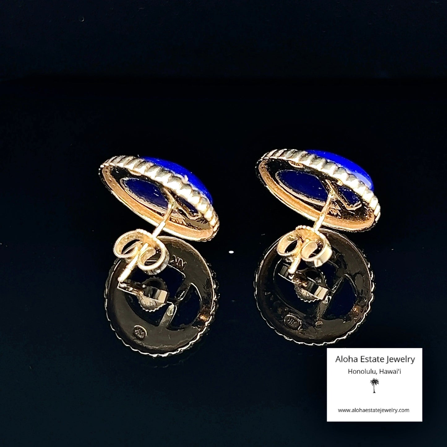Estate 14K and Lapis Lazuli Earrings