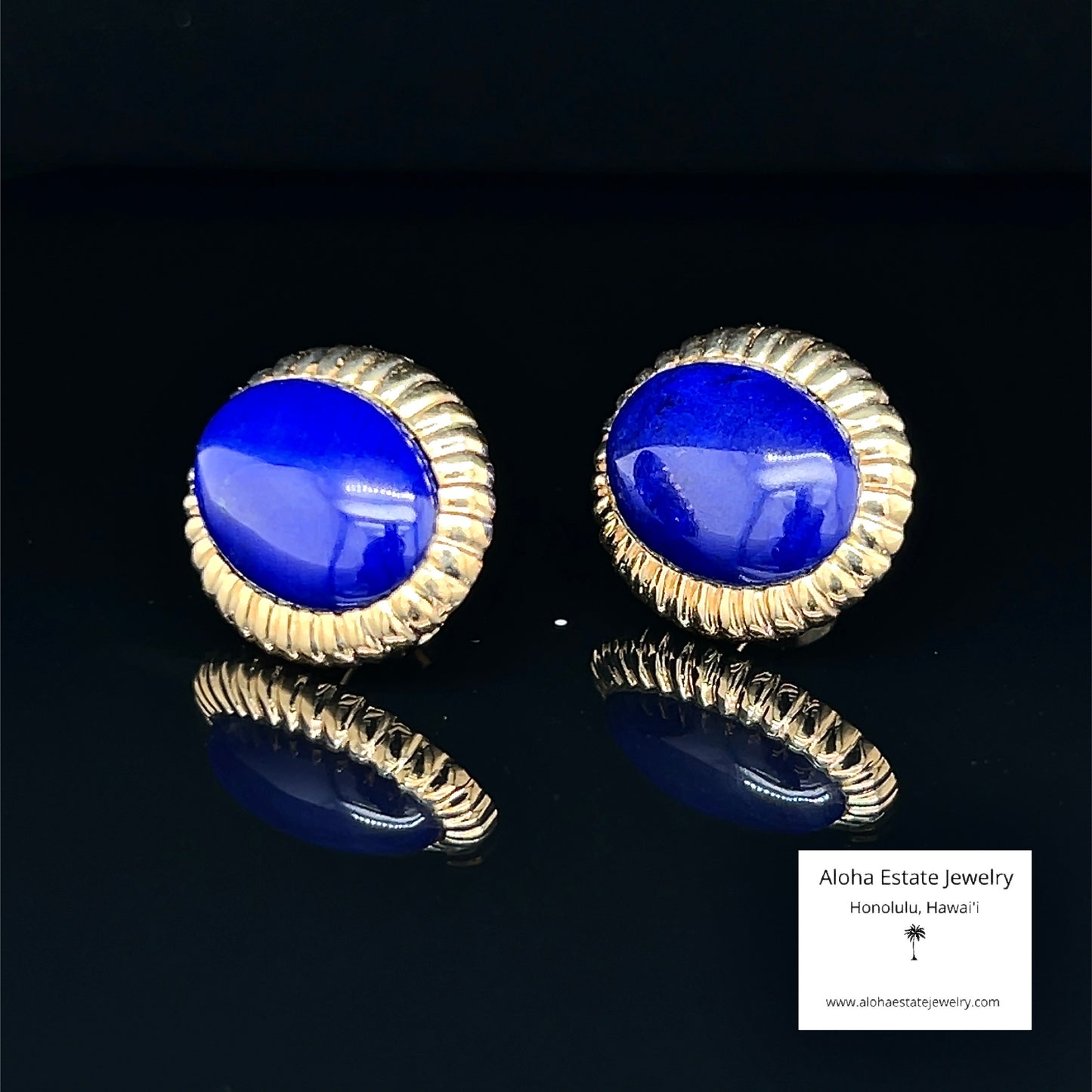 Estate 14K and Lapis Lazuli Earrings