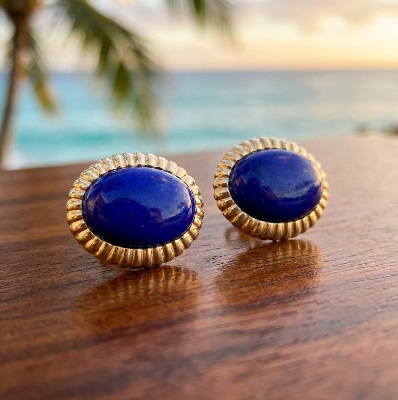 Estate 14K and Lapis Lazuli Earrings