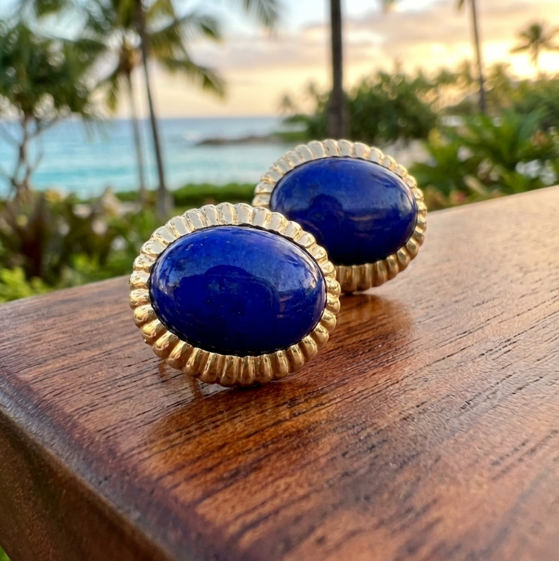 Estate 14K and Lapis Lazuli Earrings