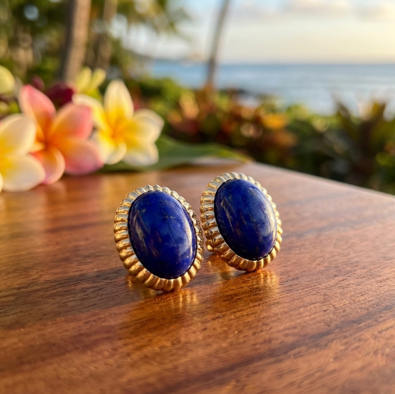 Estate 14K and Lapis Lazuli Earrings