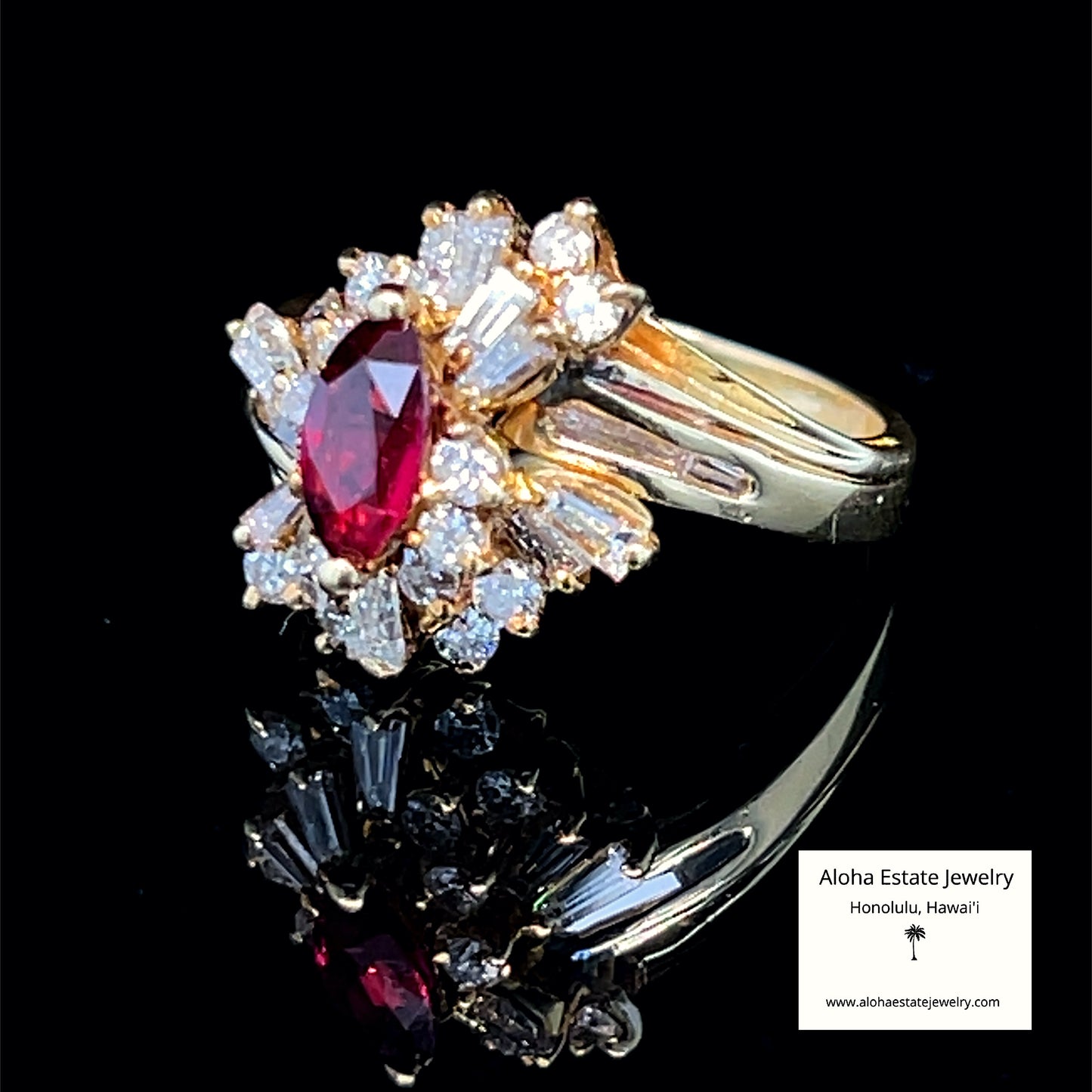 1.30-Carats Red Spinel & Diamond Bypass Ring in 18K