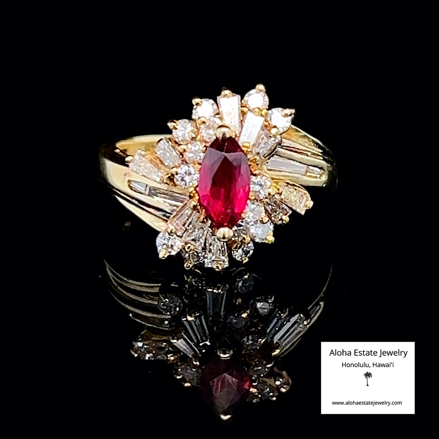 1.30-Carats Red Spinel & Diamond Bypass Ring in 18K