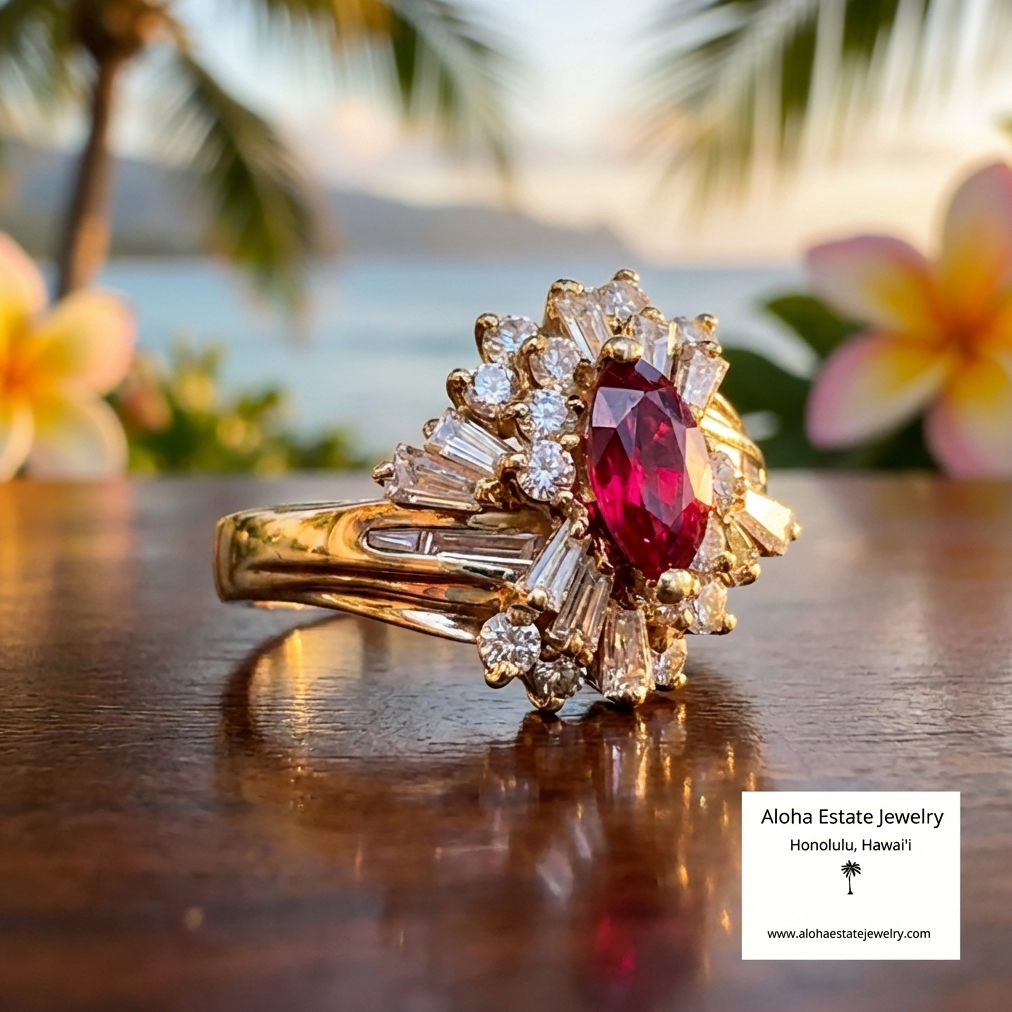 1.30-Carats Red Spinel & Diamond Bypass Ring in 18K