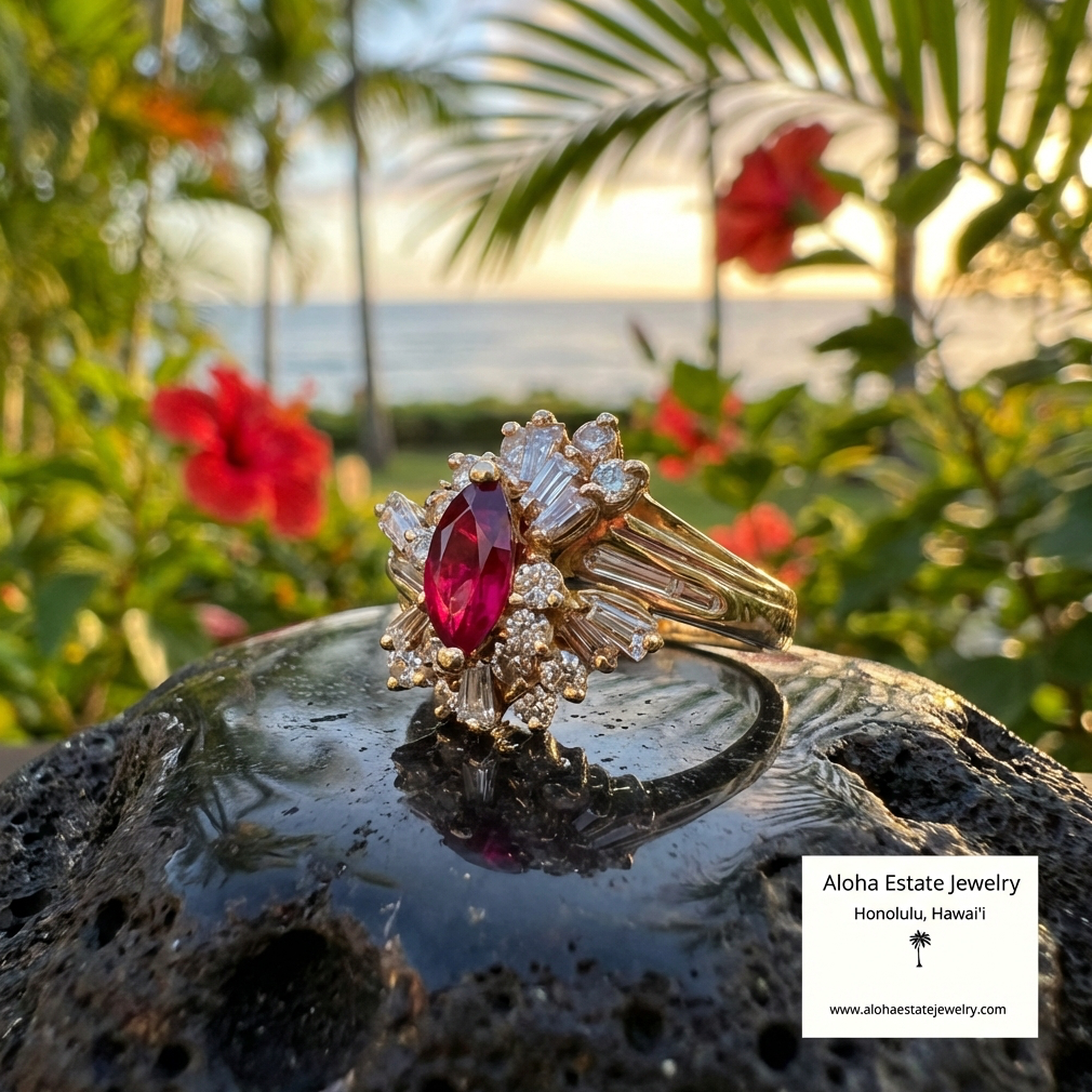 1.30-Carats Red Spinel & Diamond Bypass Ring in 18K