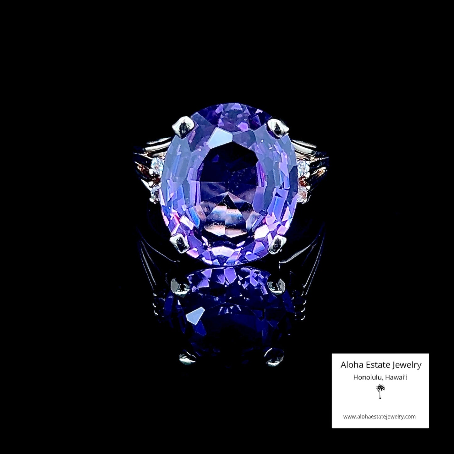 8.5-Carat 14k Diamond Accented Color Change Sapphire Ring