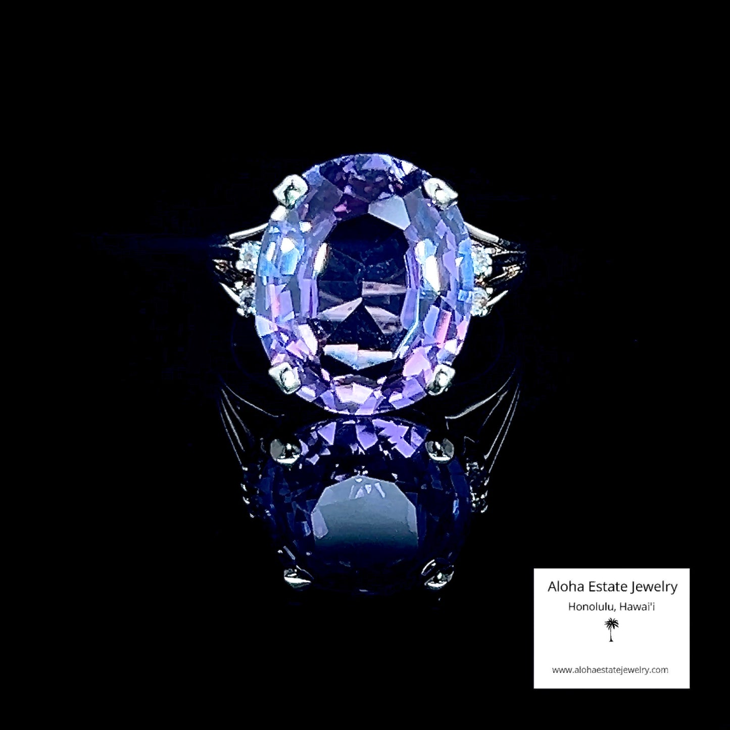 8.5-Carat 14k Diamond Accented Color Change Sapphire Ring