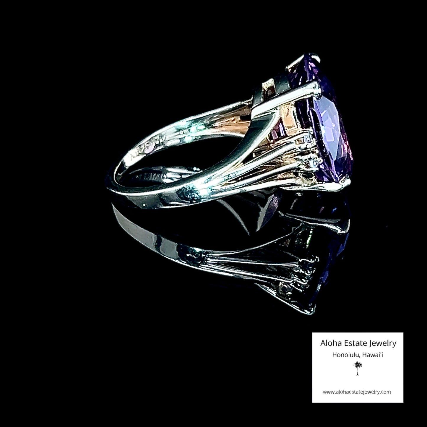 8.5-Carat 14k Diamond Accented Color Change Sapphire Ring