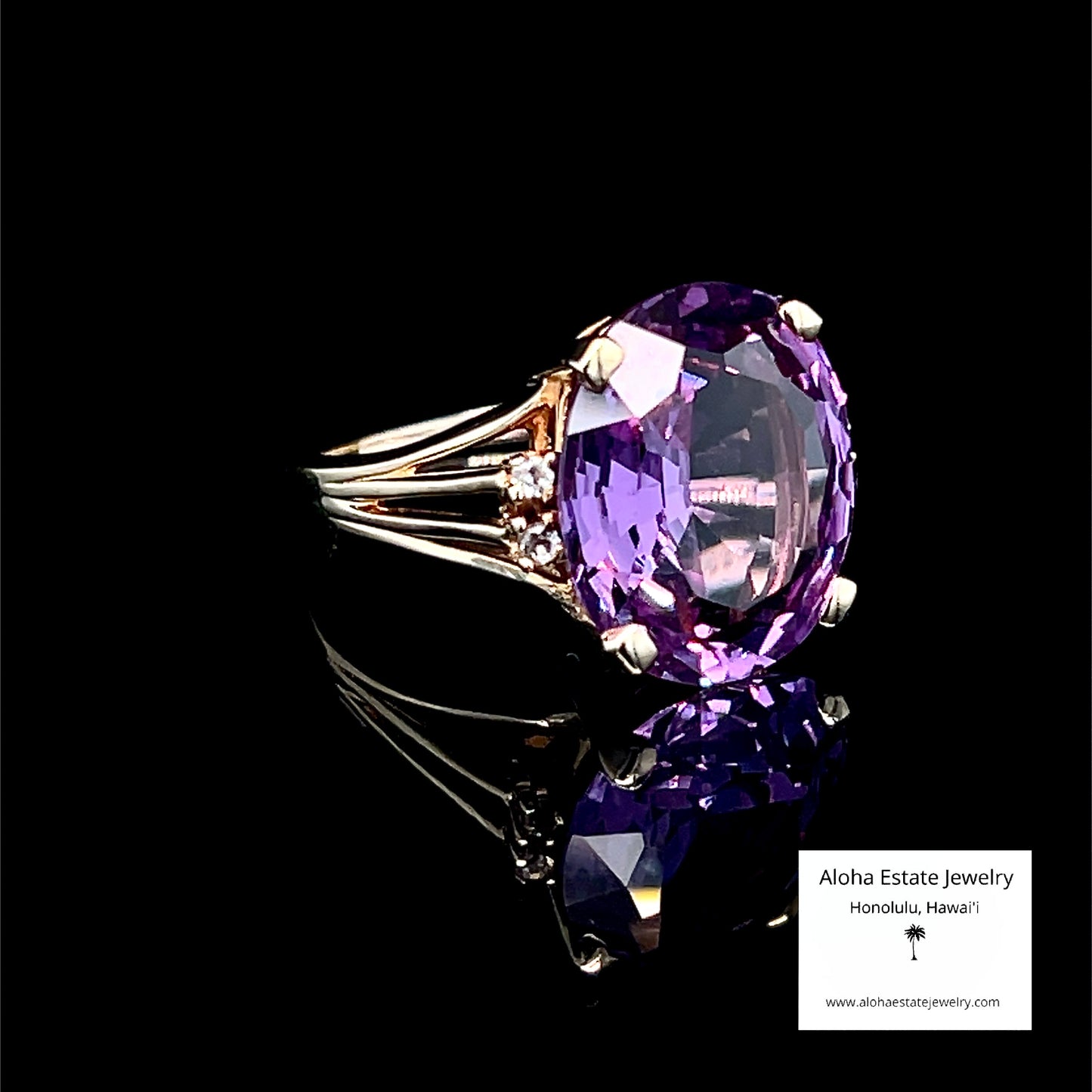 8.5-Carat 14k Diamond Accented Color Change Sapphire Ring