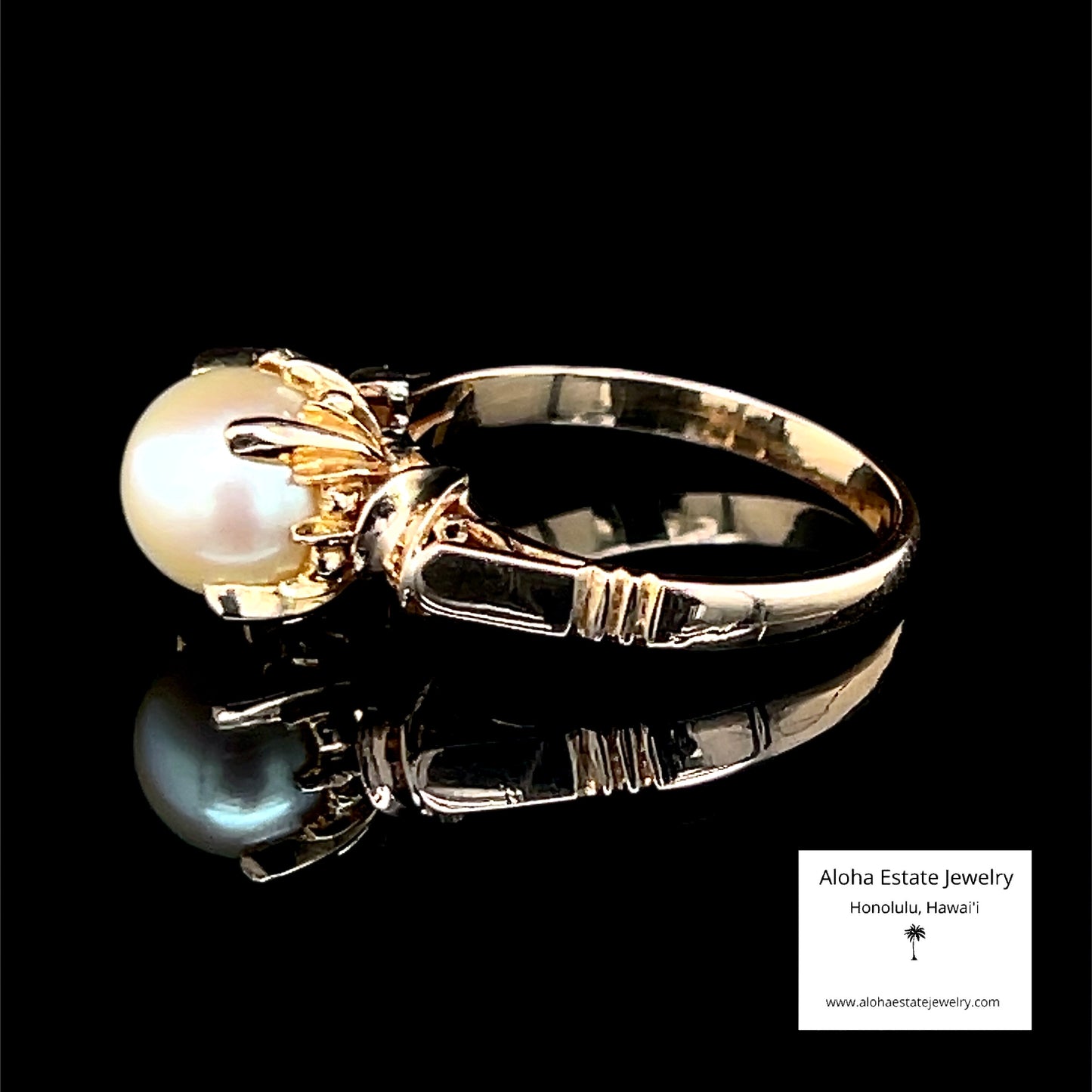 Antique Fine Cultured Akoya Pearl Ring in Custom 18K Setting