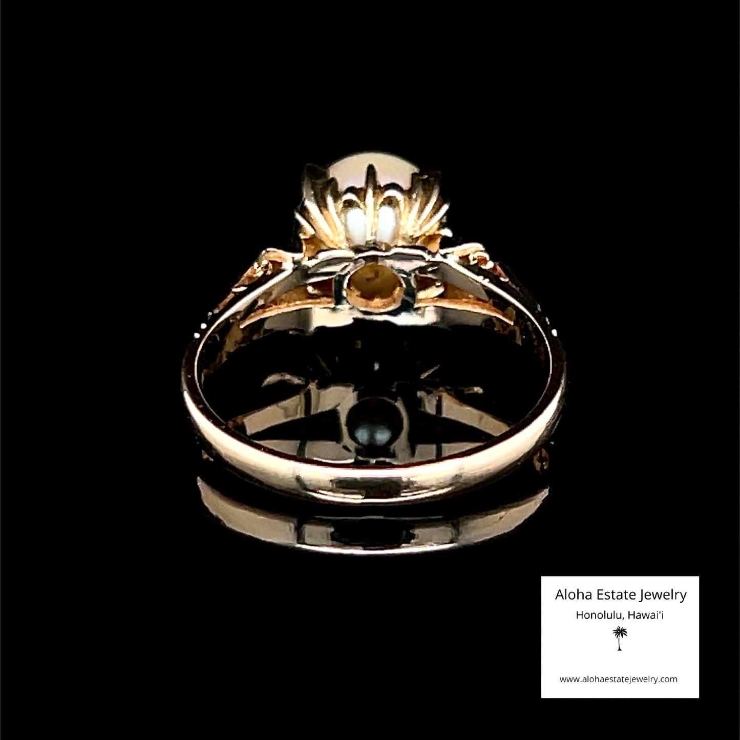 Antique Fine Cultured Akoya Pearl Ring in Custom 18K Setting