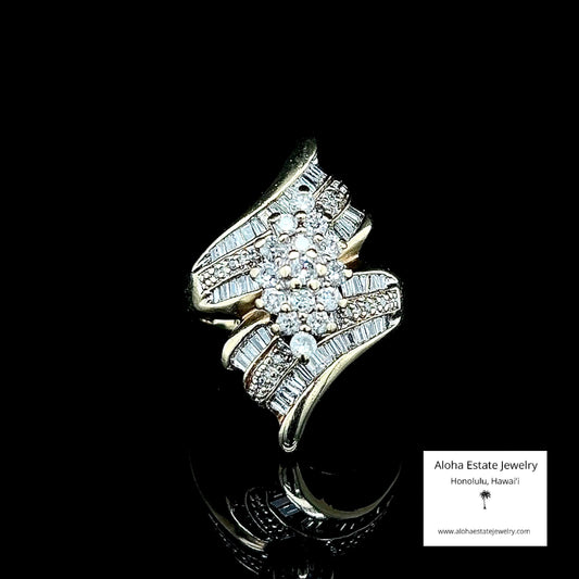 Vintage 1-Carat Diamonds & 10K Bypass Form Fashion Ring