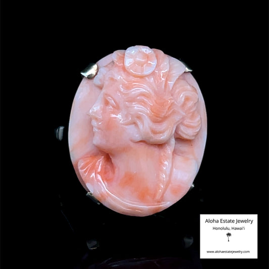 Vintage Like-New Angel Skin Coral Cameo Ring