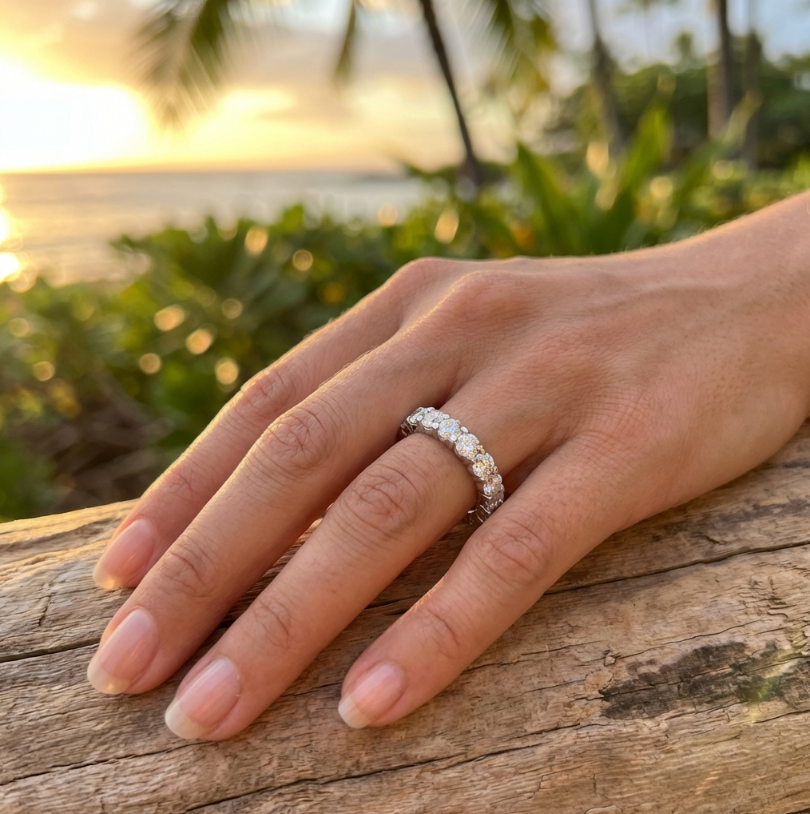 3.25-Carat Diamond Eternity Band of 18K White Gold