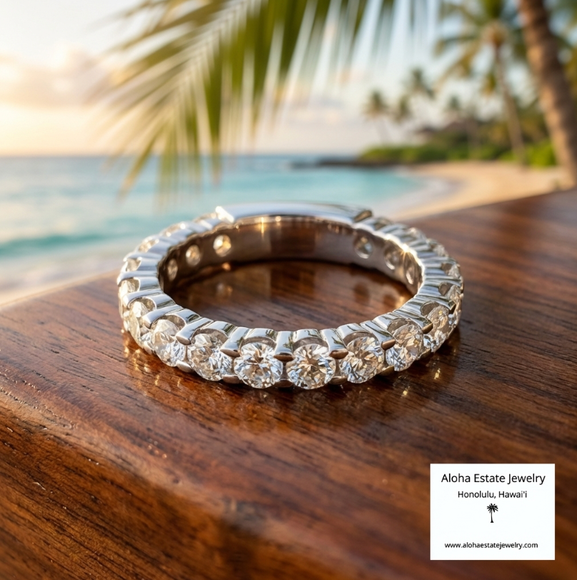 3.25-Carat Diamond Eternity Band of 18K White Gold