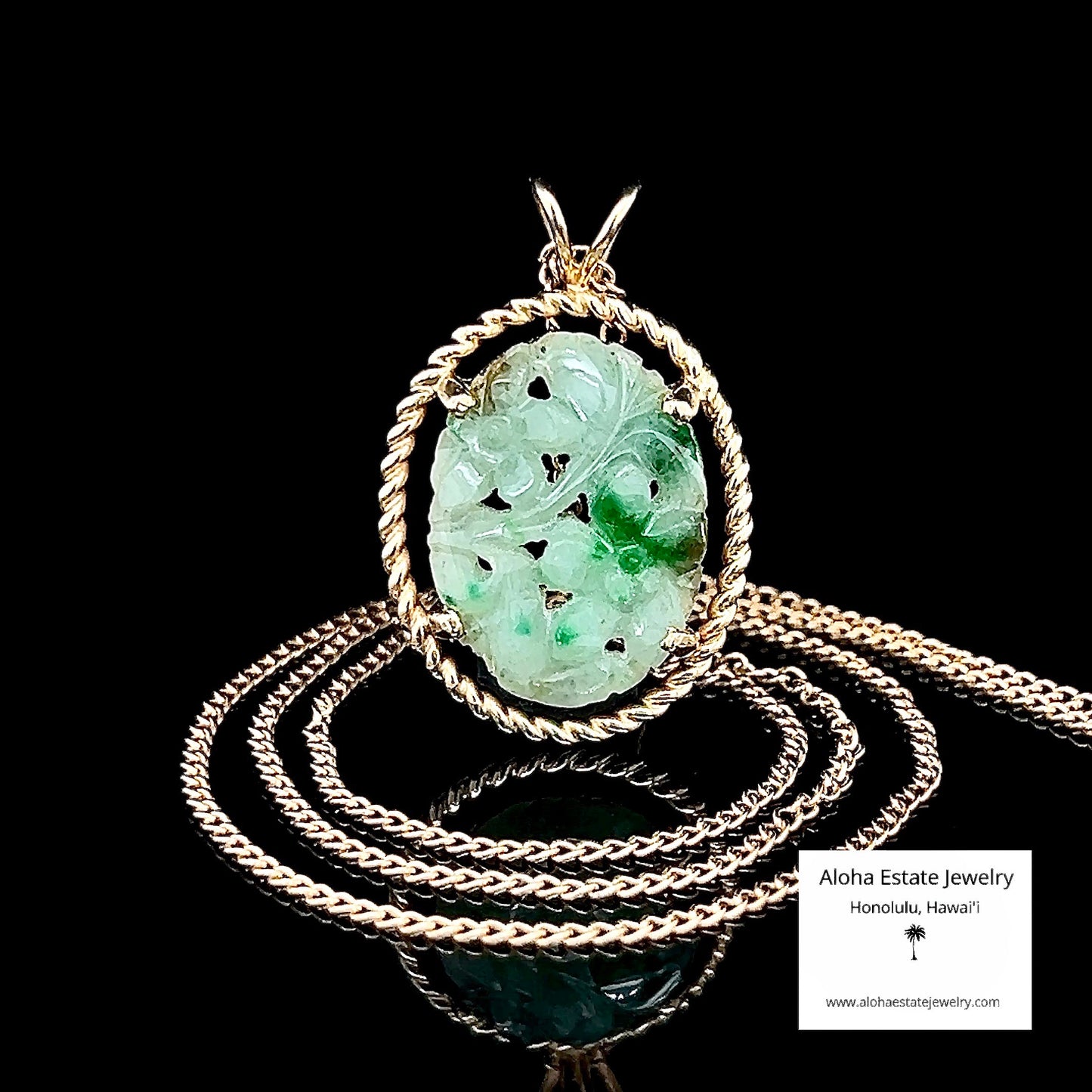 Vintage Jadeite Floral "Double Flower" Pendant