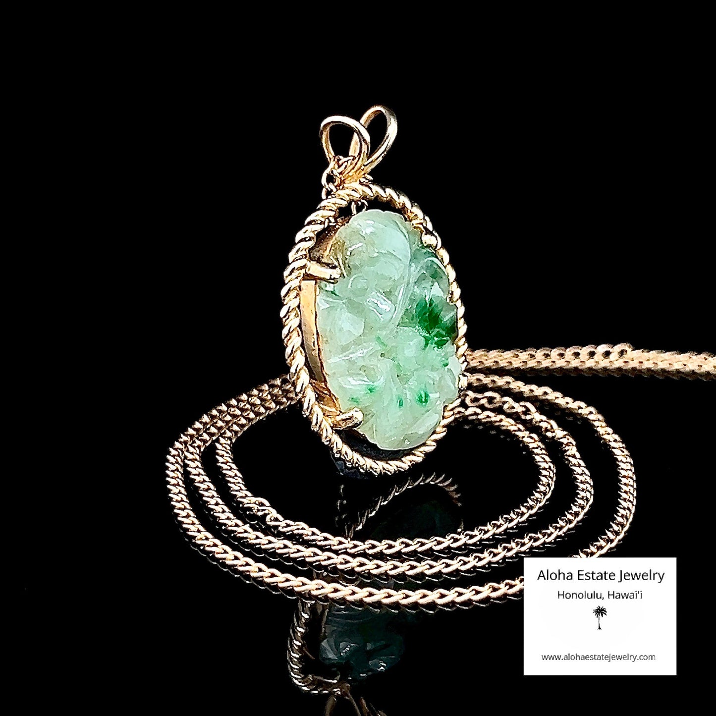 Vintage Jadeite Floral "Double Flower" Pendant