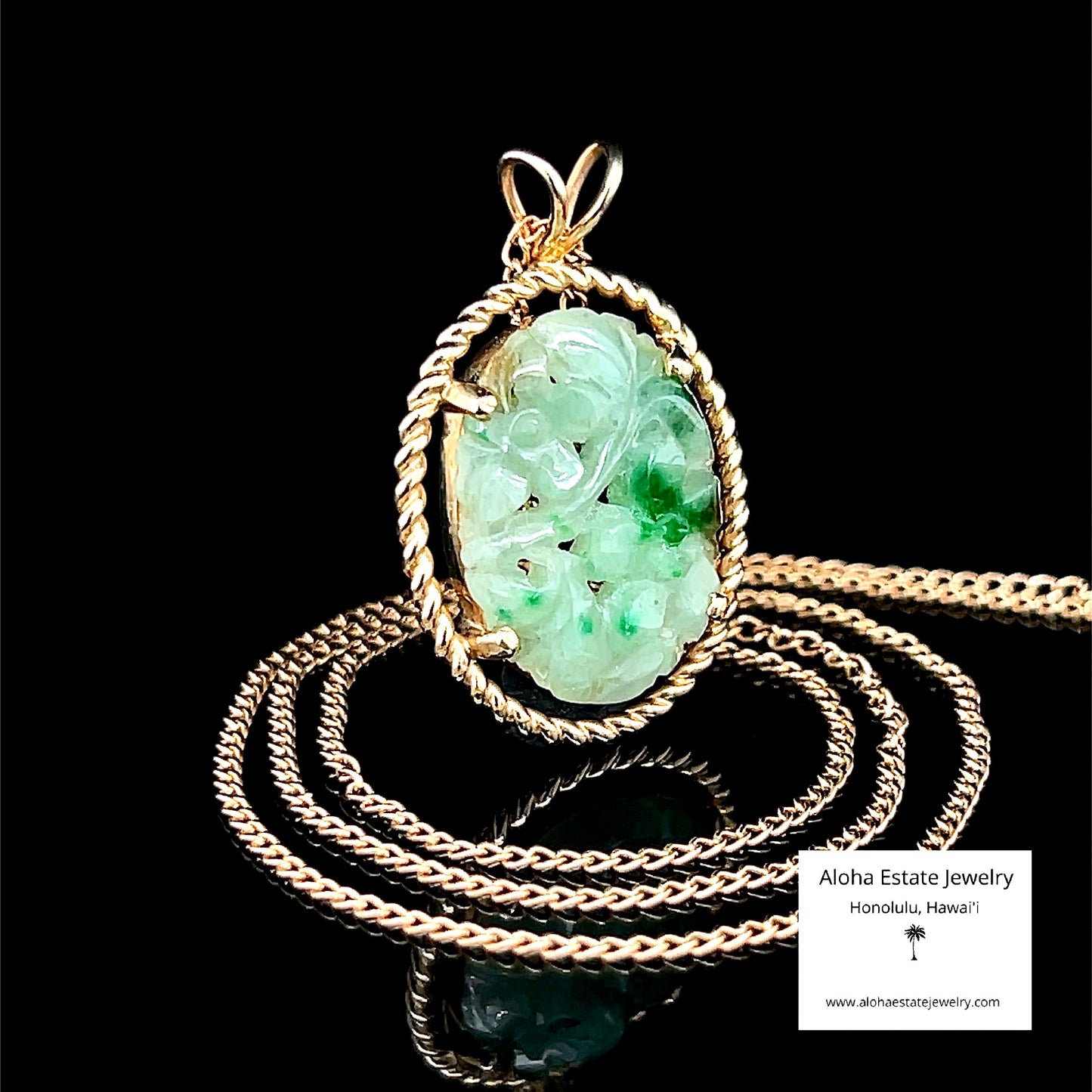 Vintage Jadeite Floral "Double Flower" Pendant