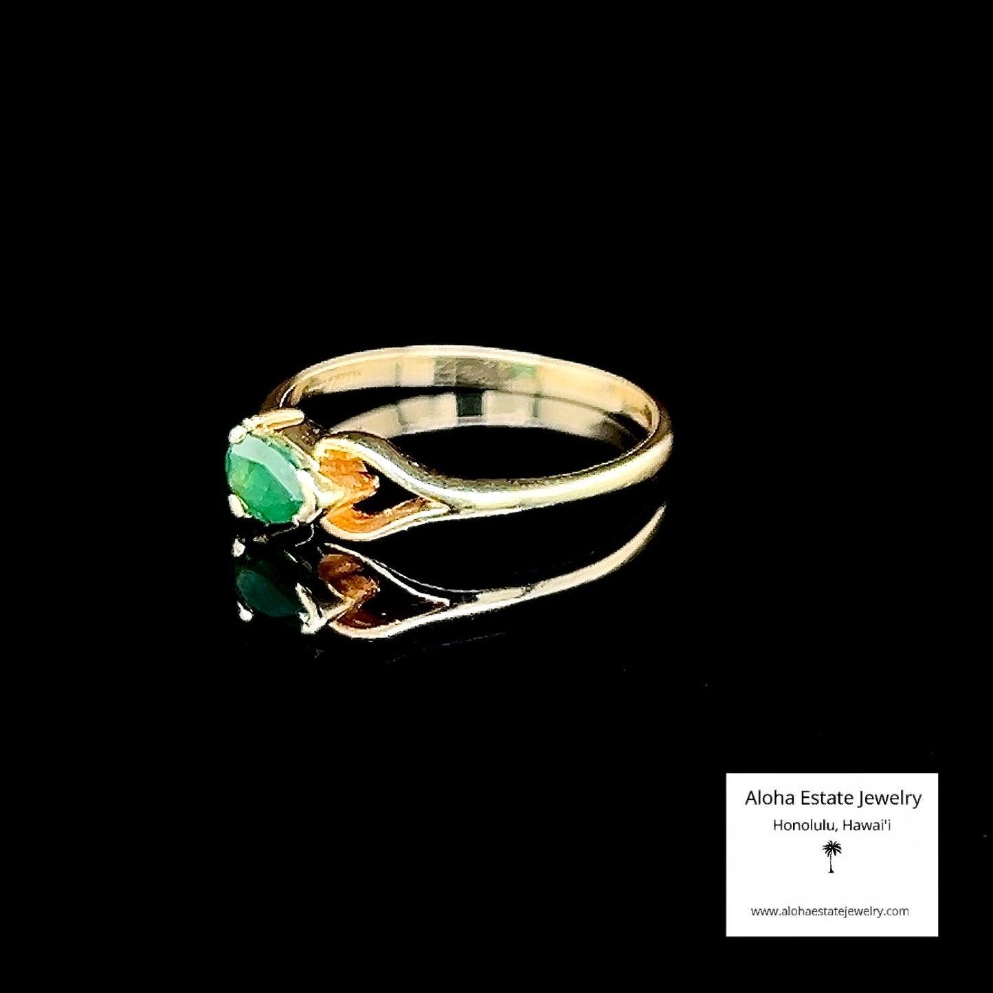 Vintage 14K Petite Emerald Solitaire Ring