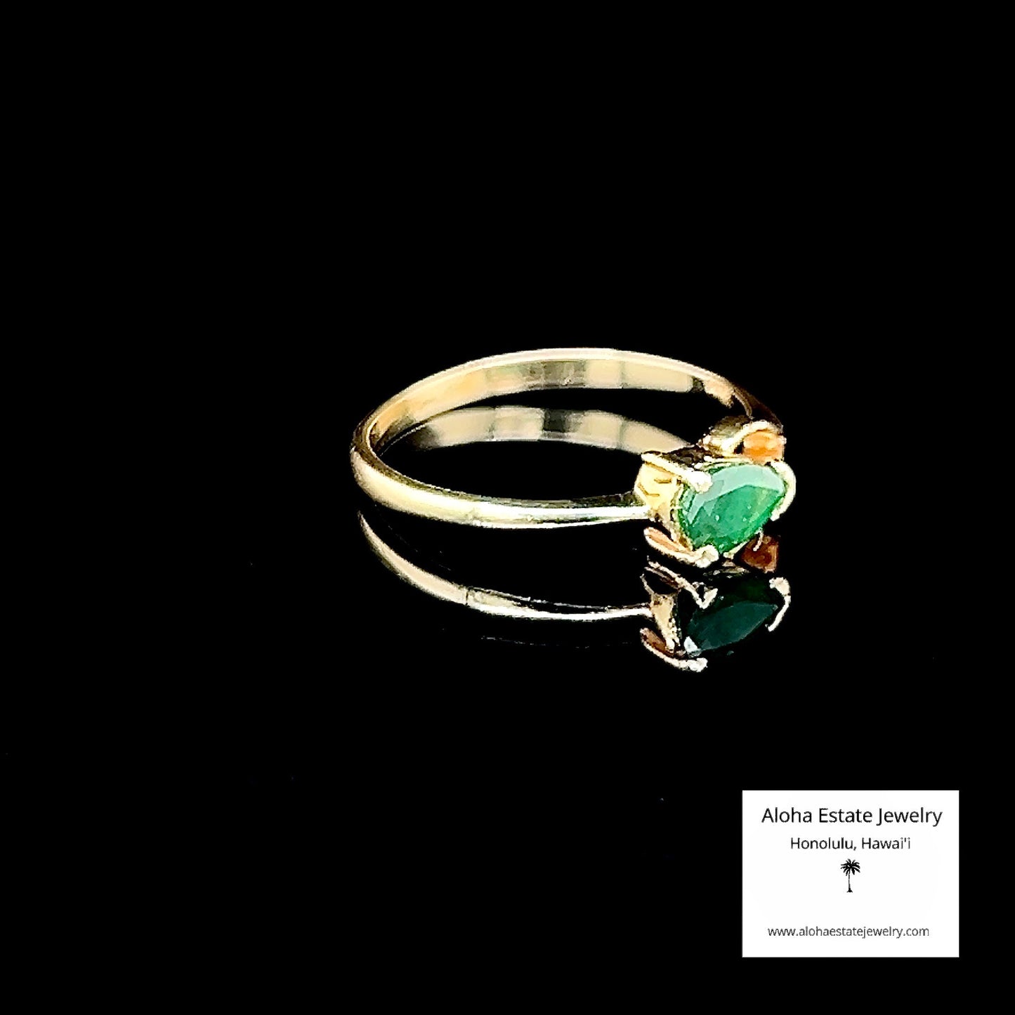 Vintage 14K Petite Emerald Solitaire Ring