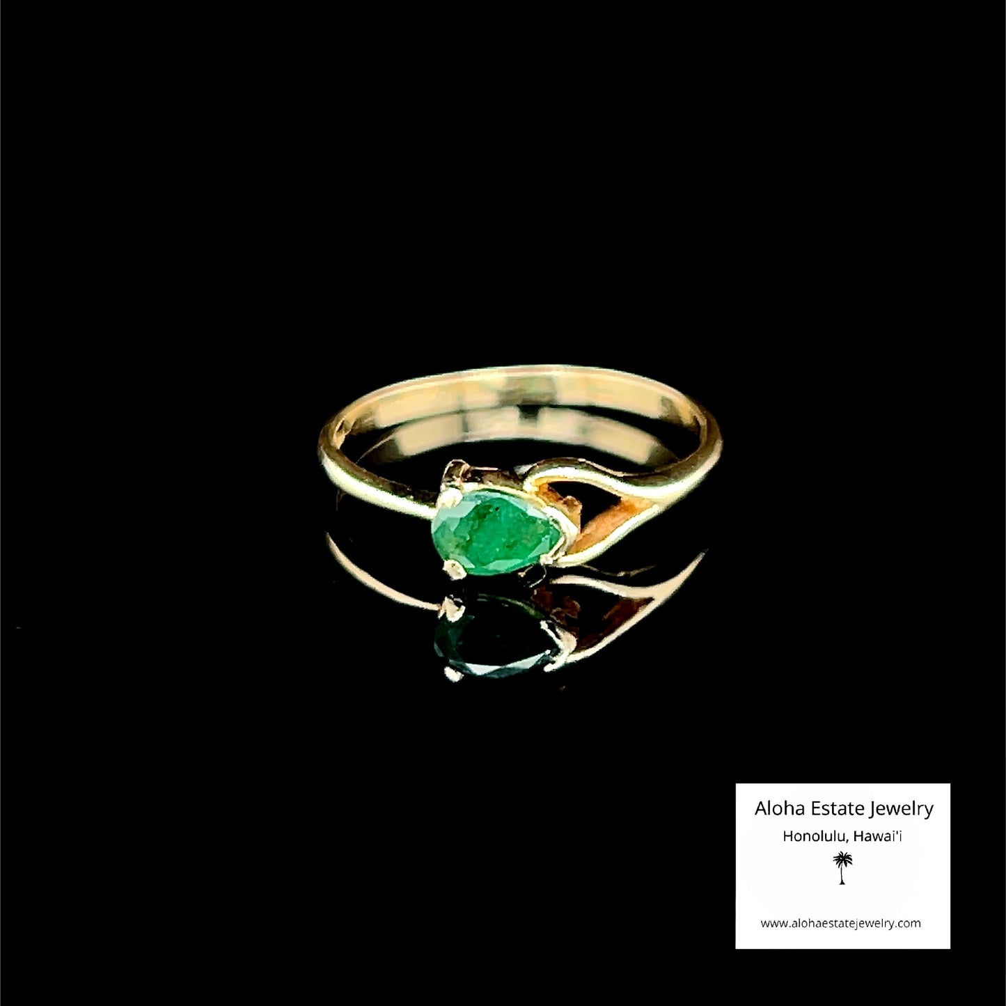 Vintage 14K Petite Emerald Solitaire Ring