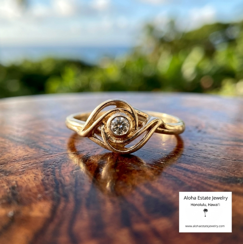 Vintage 14K Petite Diamond Solitaire