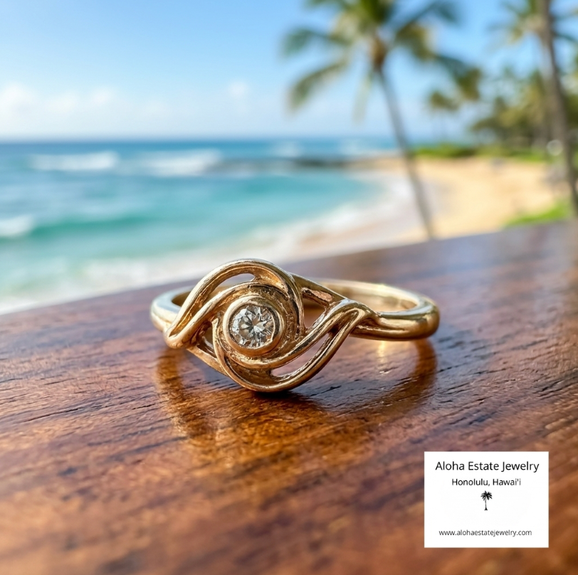 Vintage 14K Petite Diamond Solitaire
