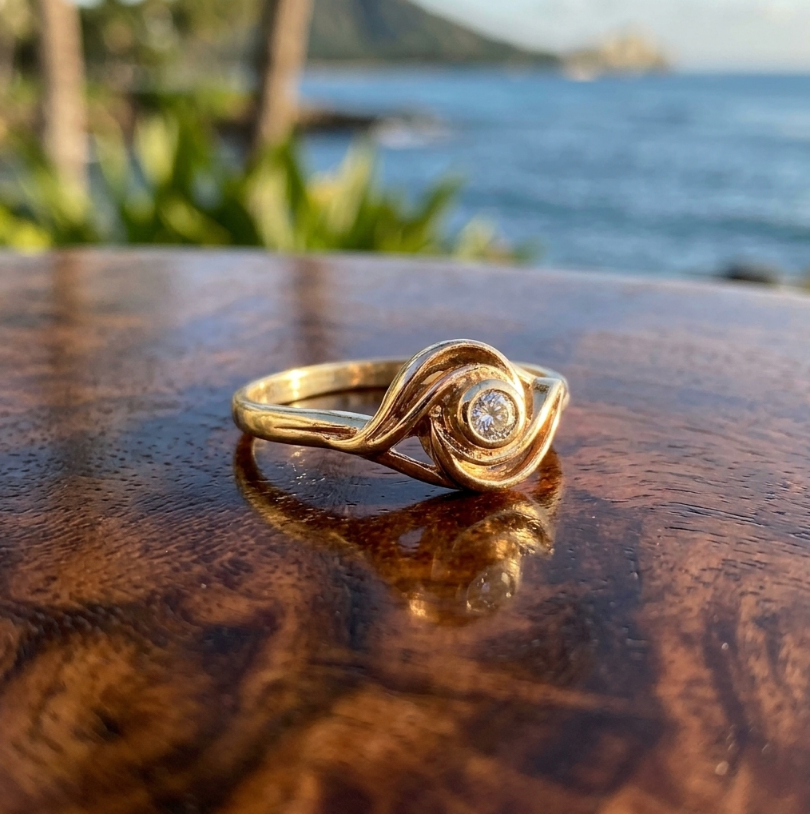 Vintage 14K Petite Diamond Solitaire