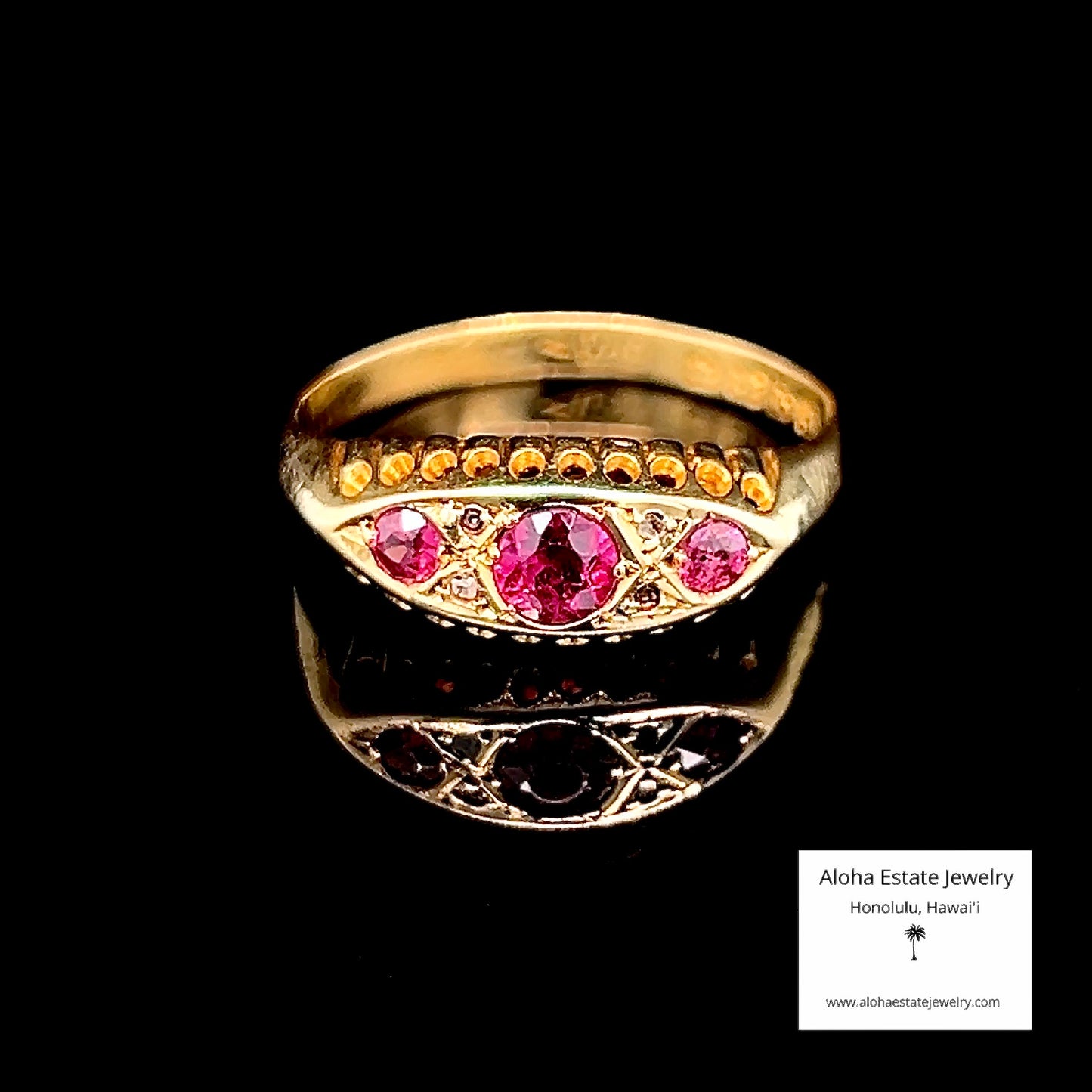 Antique 18K Edwardian Pyrope Garnet Gypsy Ring