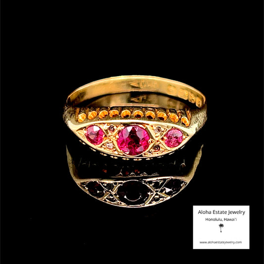 Antique 18K Edwardian Pyrope Garnet Gypsy Ring