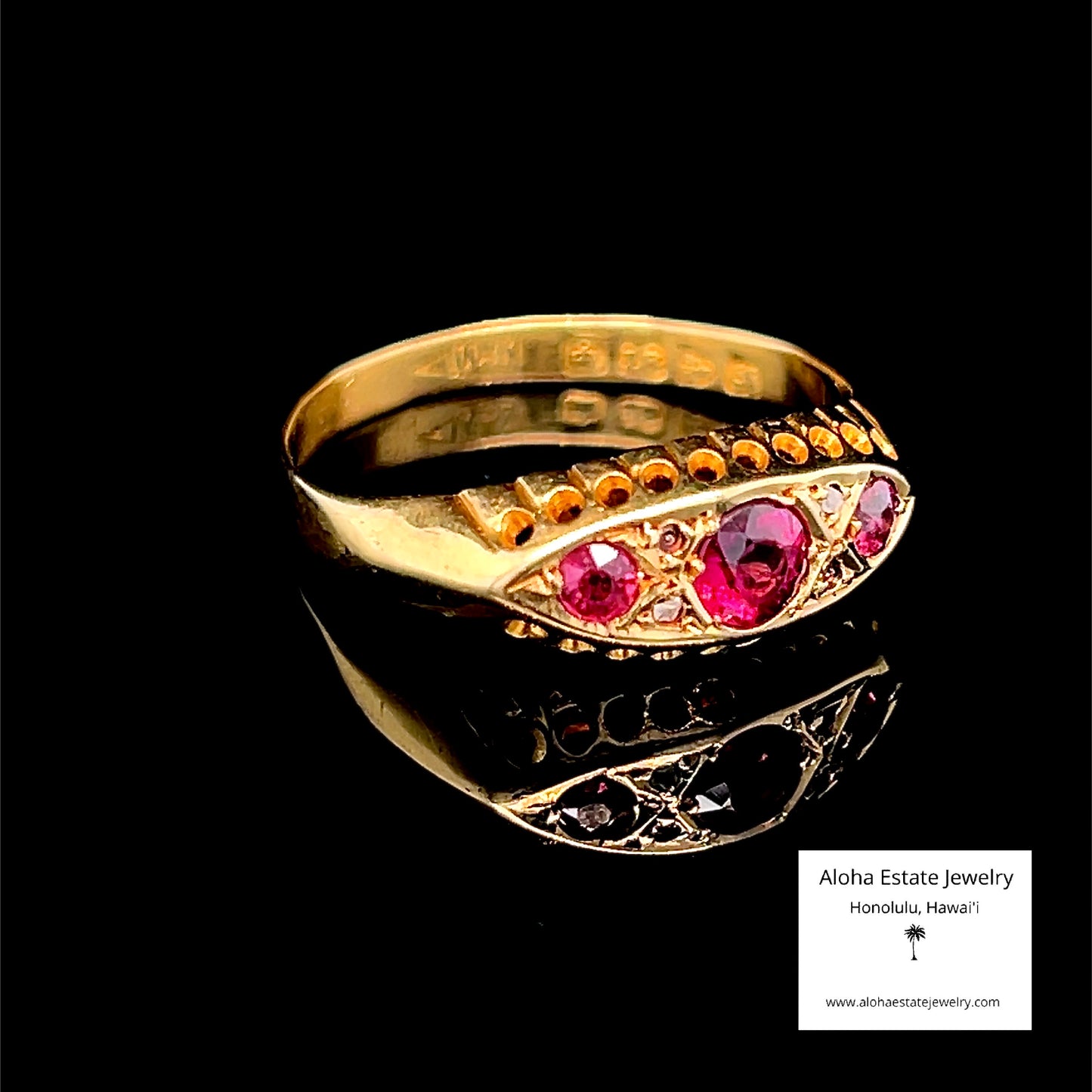 Antique 18K Edwardian Pyrope Garnet Gypsy Ring