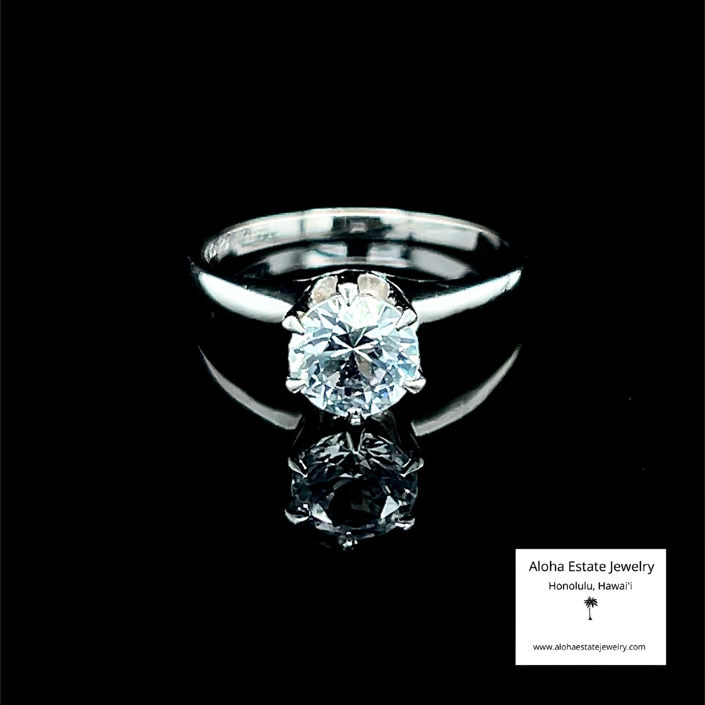 Vintage One-Carat White Sapphire In 14K White Gold Tiffany Setting