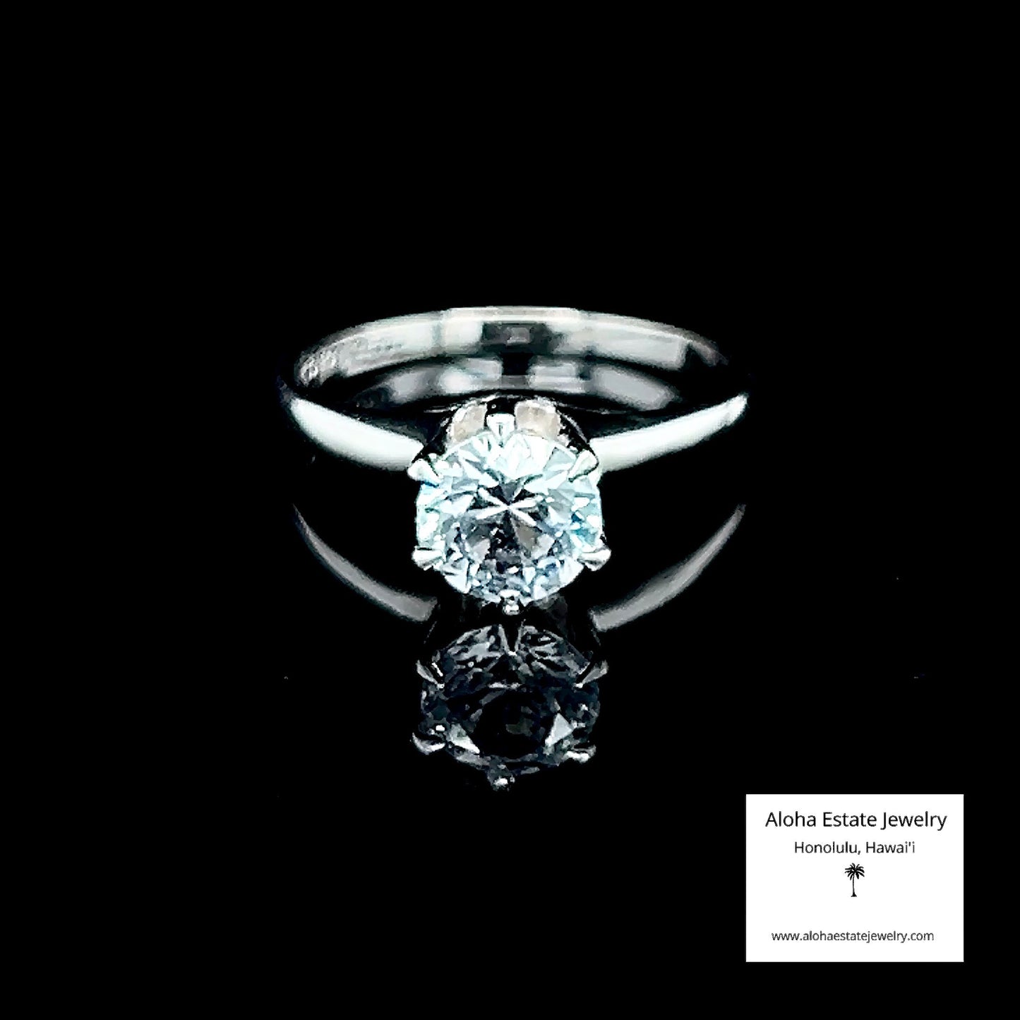 Vintage One-Carat White Sapphire In 14K White Gold Tiffany Setting