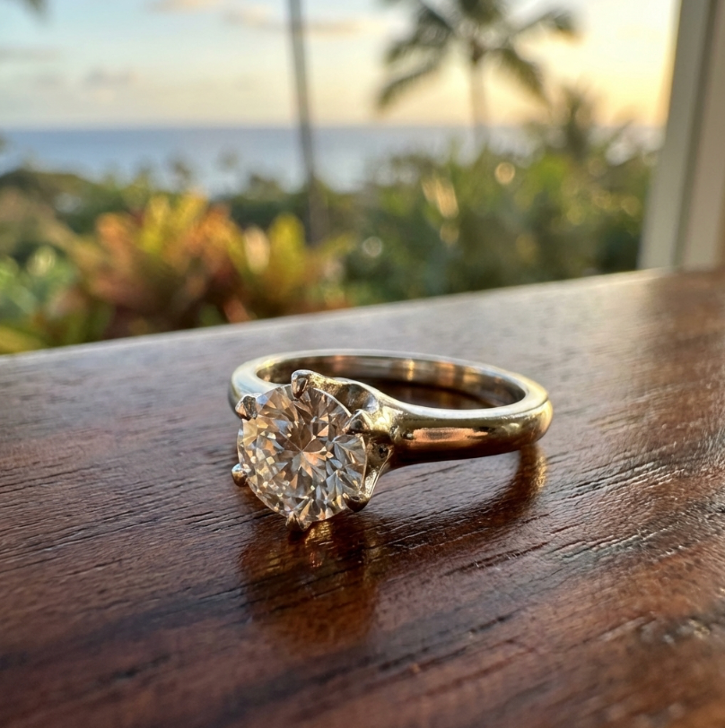 Vintage One-Carat White Sapphire In 14K White Gold Tiffany Setting