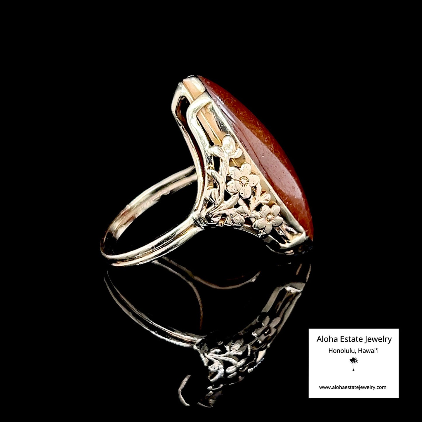 Fine Ming's of Honolulu Jade Ring in 14K Plum Tree Setting