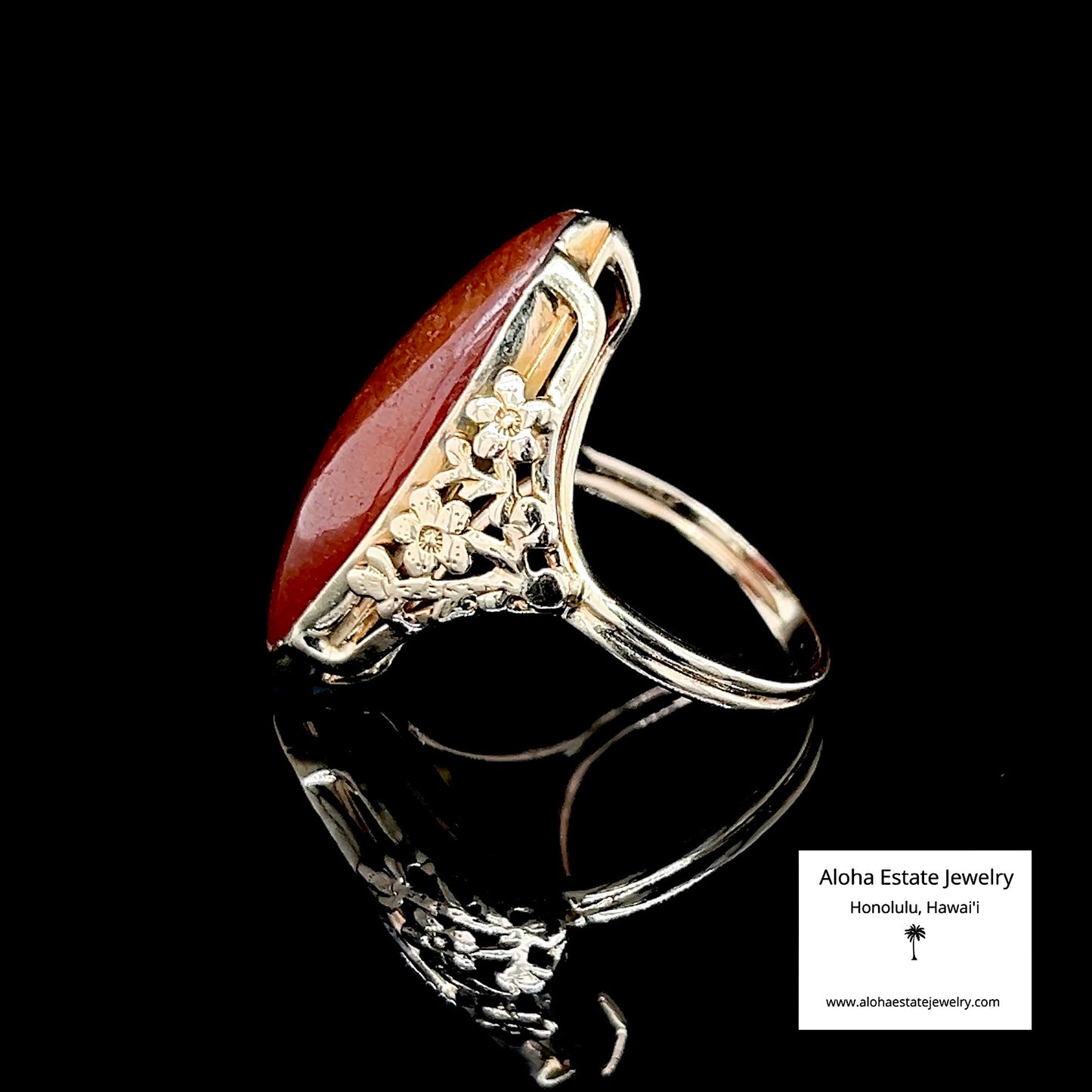 Fine Ming's of Honolulu Jade Ring in 14K Plum Tree Setting