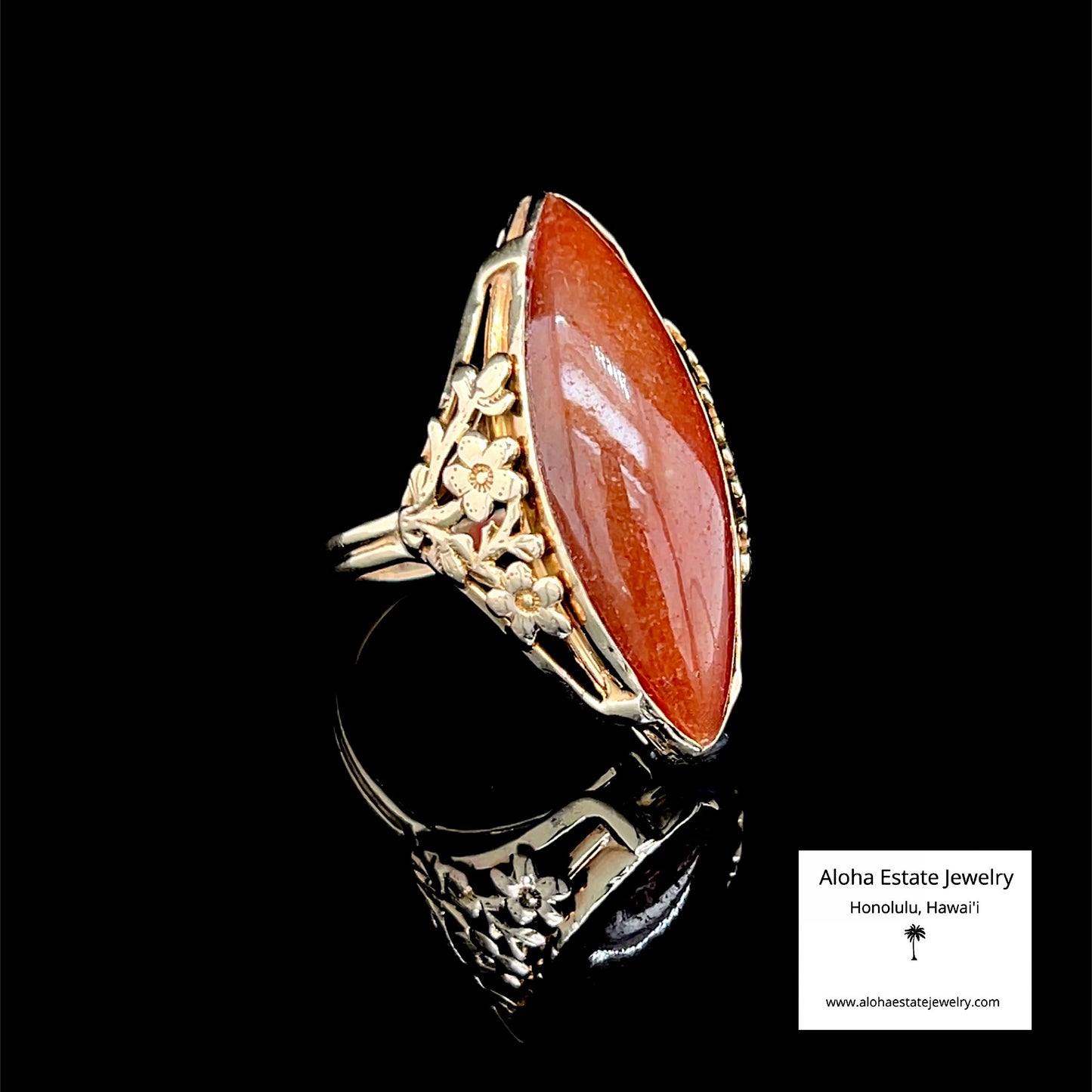 Fine Ming's of Honolulu Jade Ring in 14K Plum Tree Setting