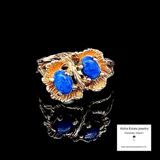 Gorgeous Vintage Lapis Lazuli "Robin's Eggs" Ring in 14K