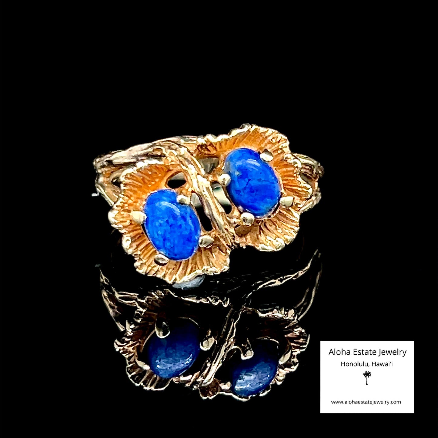 Gorgeous Vintage Lapis Lazuli "Robin's Eggs" Ring in 14K