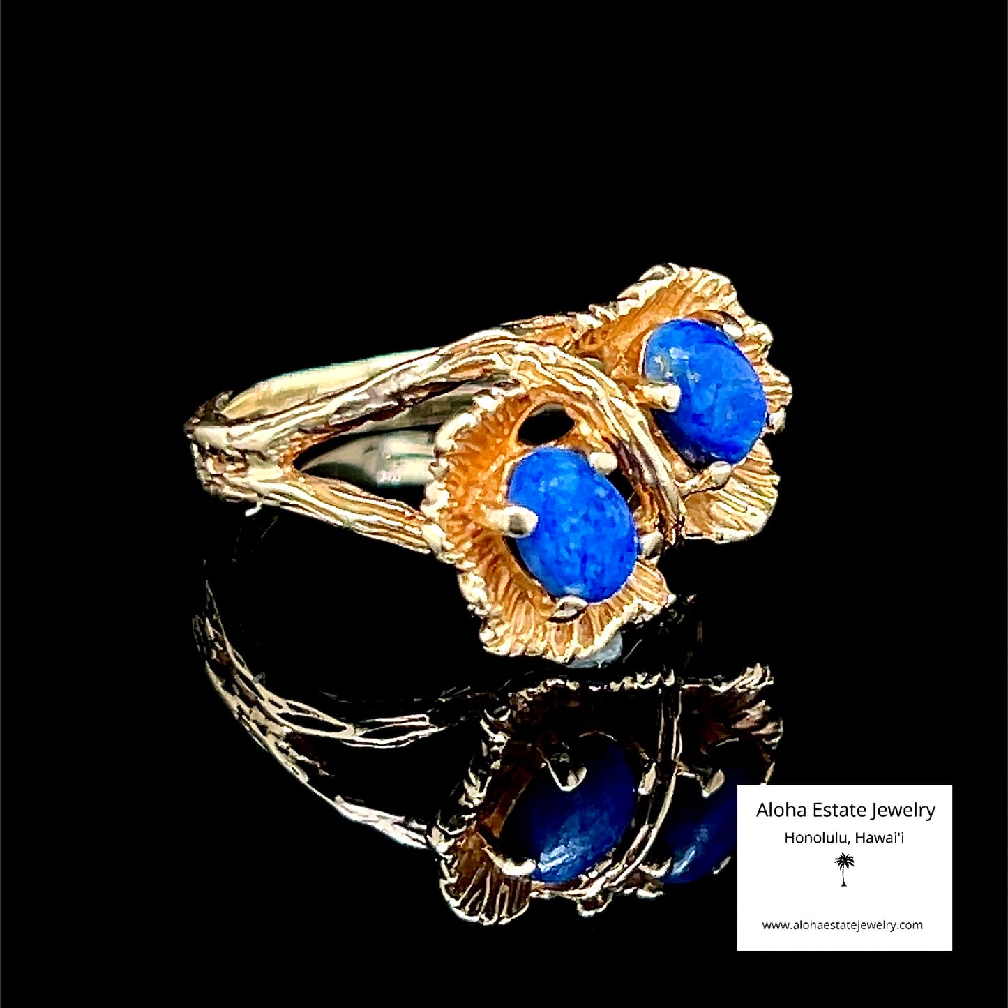 Gorgeous Vintage Lapis Lazuli "Robin's Eggs" Ring in 14K
