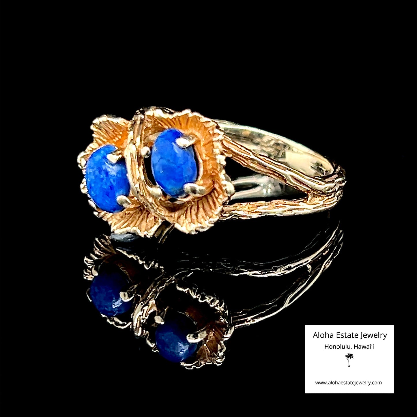 Gorgeous Vintage Lapis Lazuli "Robin's Eggs" Ring in 14K